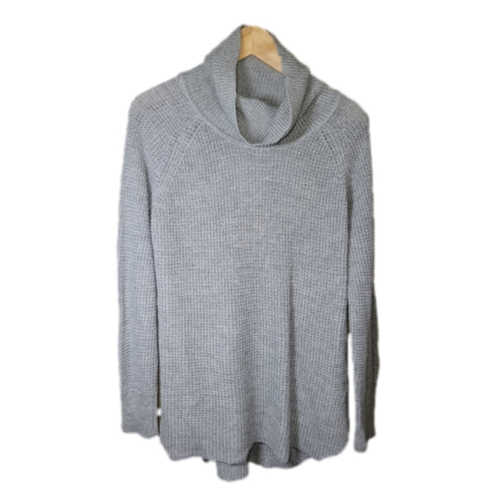 Cloth by RD cowl neck knit sweater tunic length grey large